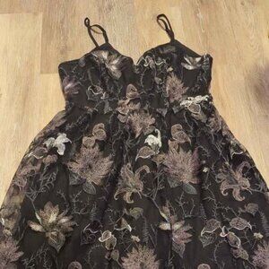 Disturbia estrid embroidered mesh midaxi cami dress black size 12 new